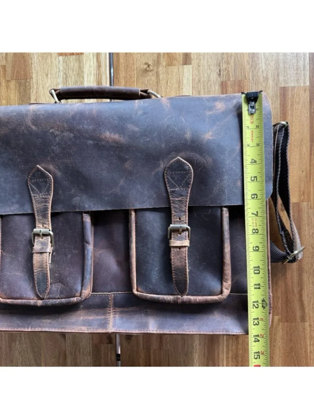 Denver‎ Leather Craft Potter Messenger Briefcase Bag Sz M Top Grain Buffalo NWOT